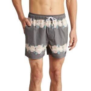 Ezekial Floral Swim Trunks Gray Swim Shorts Size 36